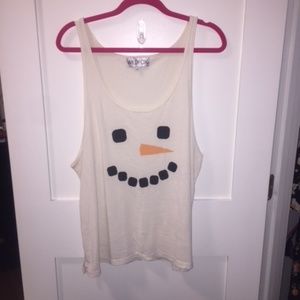 Wildfox‎ - Snowman Face Oversized Tank- HOLIDAY